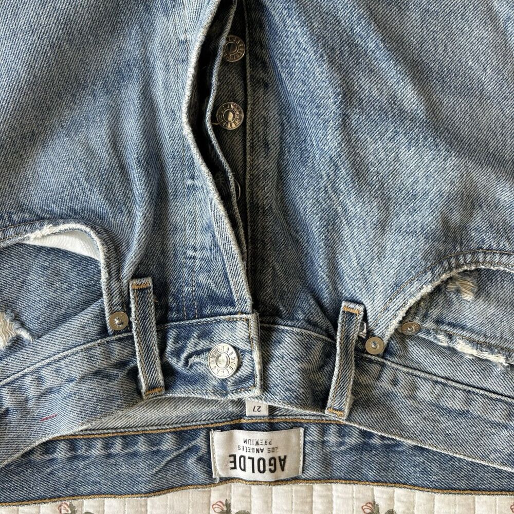 AGolde 90’s Mid Rise Loose Fit Jeans In Fall Out Sz 27 Button Fly - Picture 10 of 11